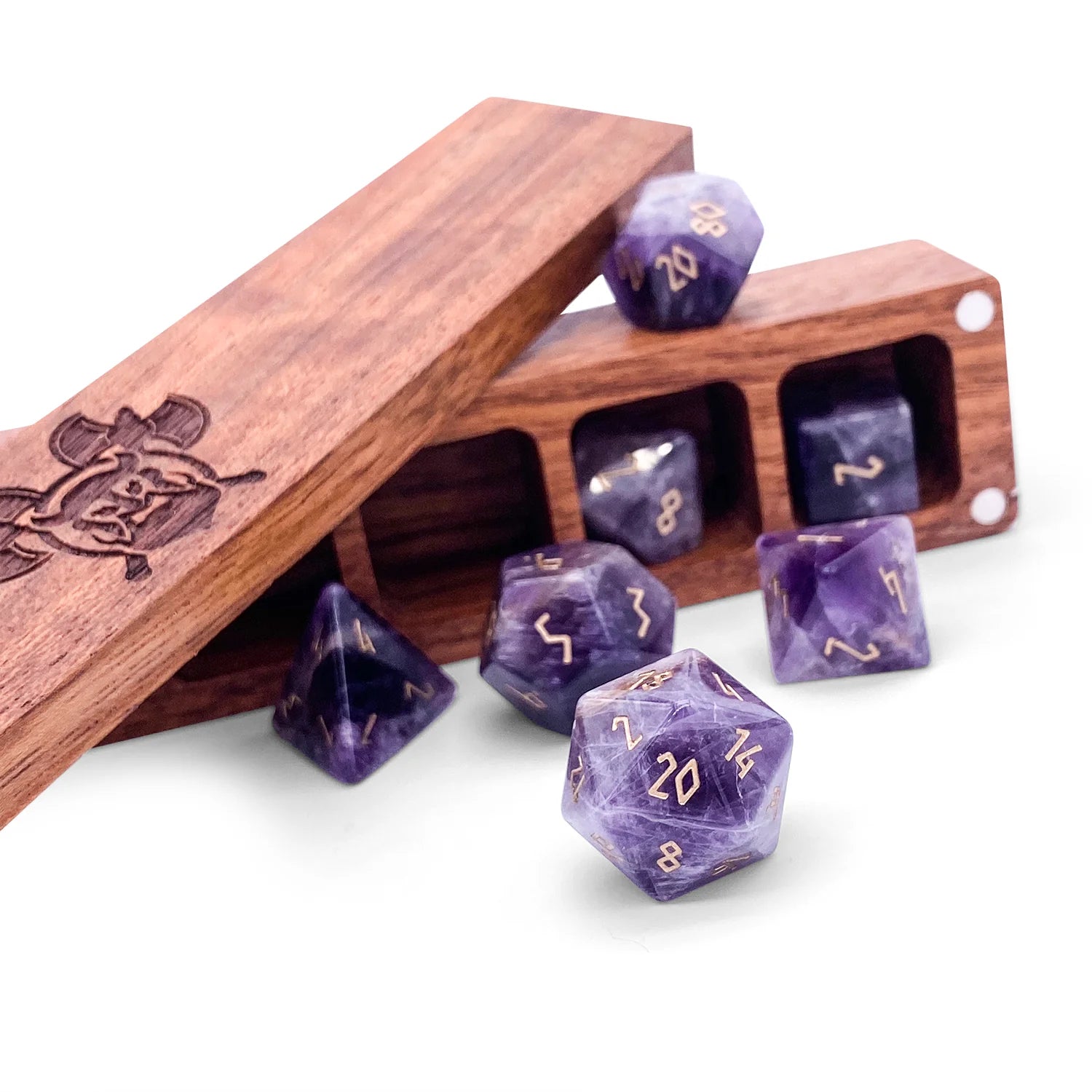 Norse Foundry Gemstone Dice: Amethyst - 7 Piece RPG Set
