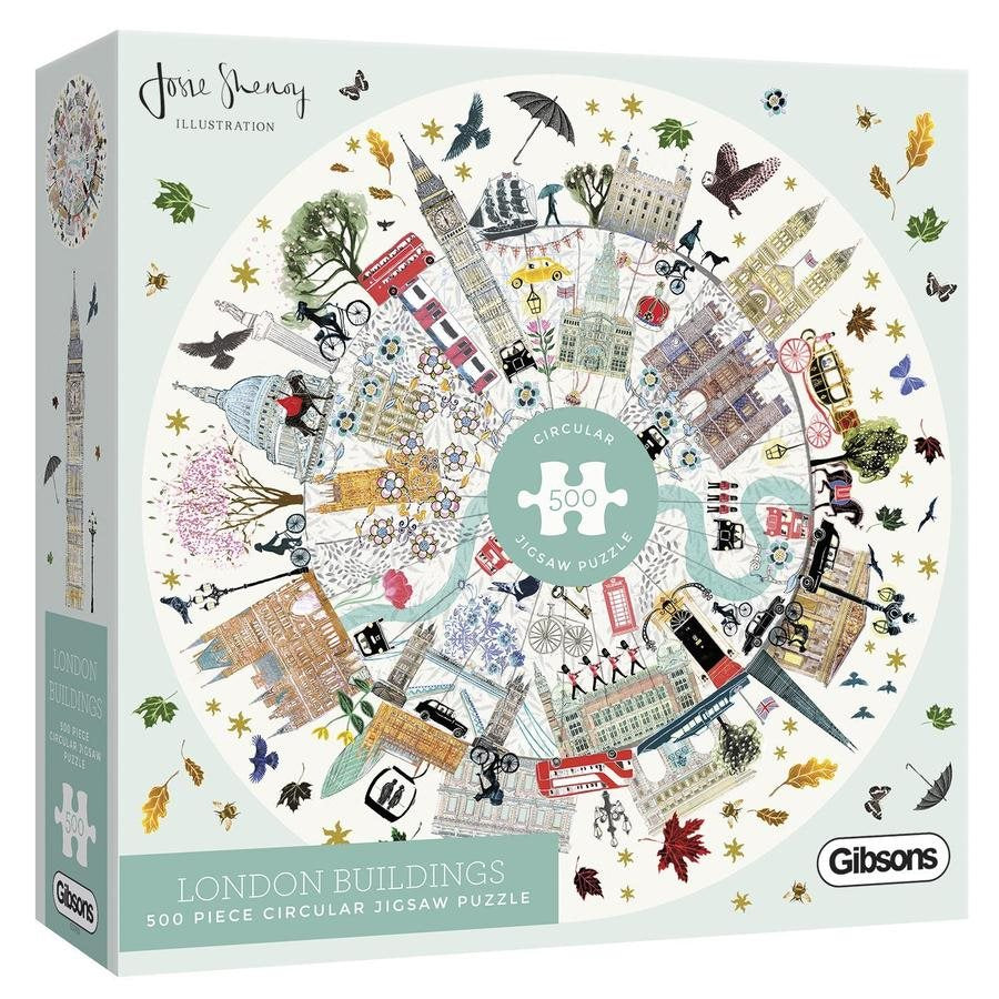 Puzzle - 500 pièces - Collection Logo Blanc : Bâtiments de Londres (Circulaire)