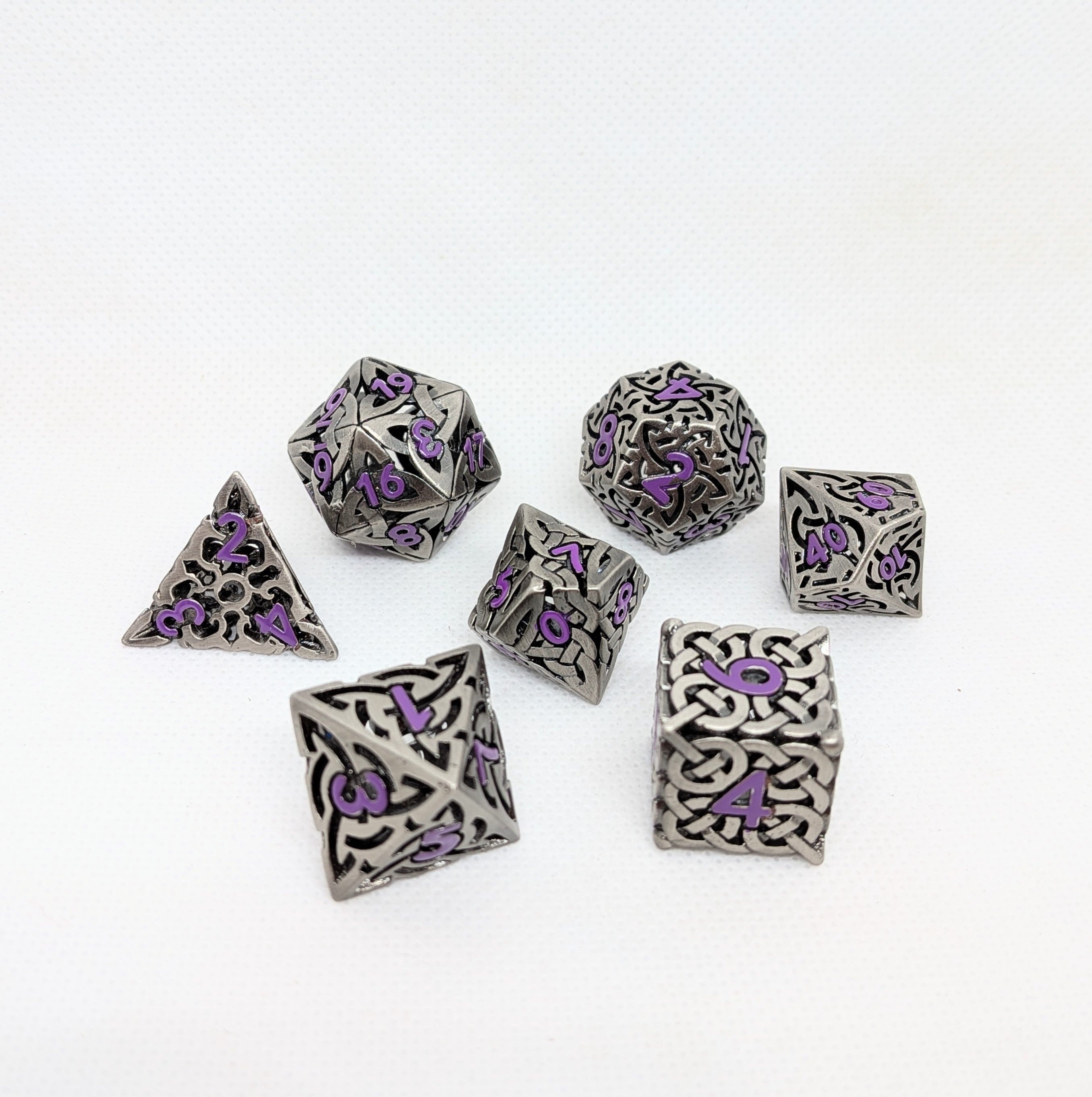 Hollow Metal Dice: Maze Dice Purple Numbers