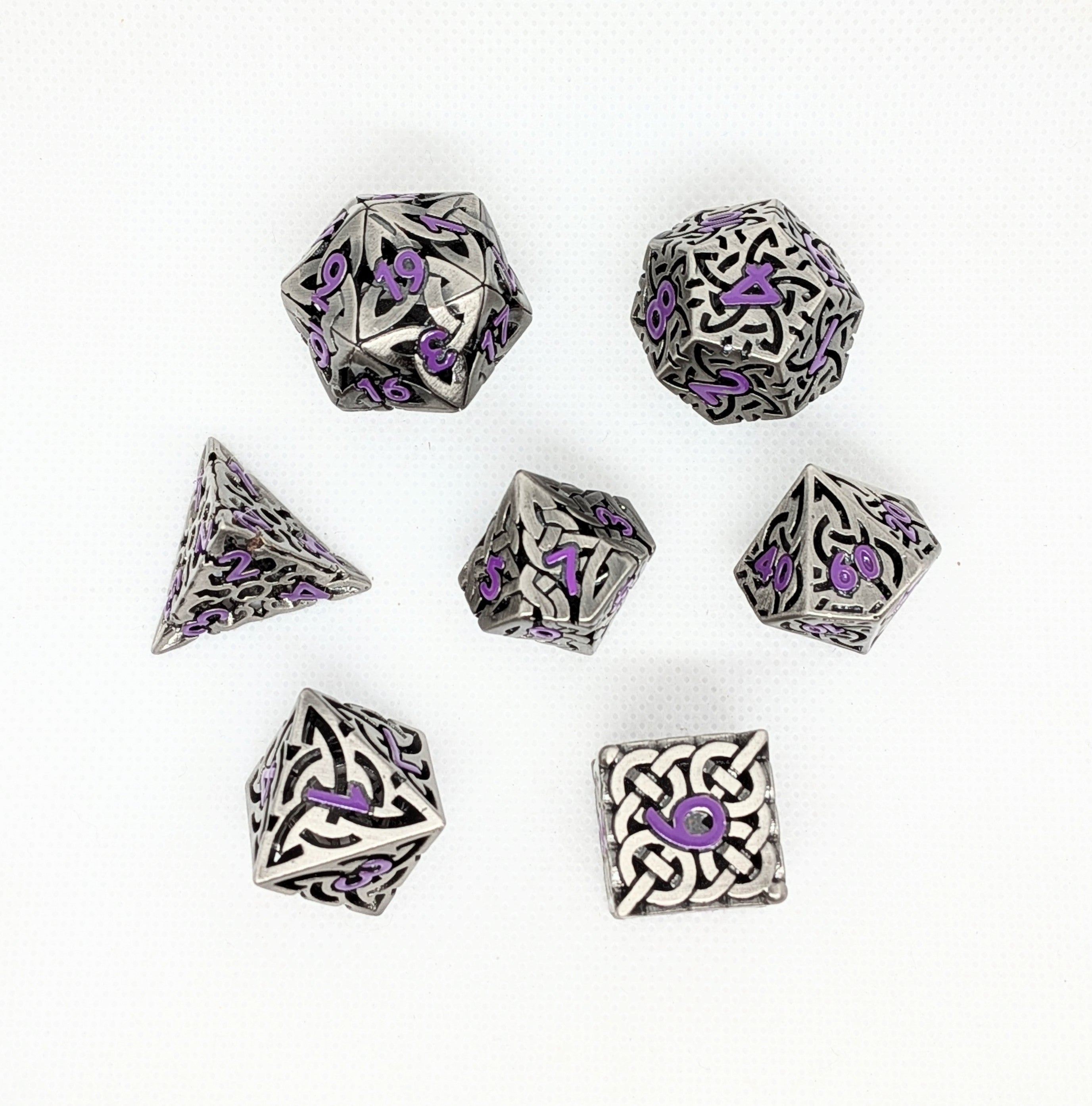Hollow Metal Dice: Maze Dice Purple Numbers