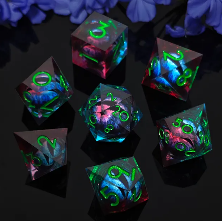 Sharp Edge Eyeball Dice: Demon Light Blue