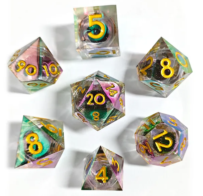 Sharp Edge Liquid Dice: Quicksand Purple and Gold