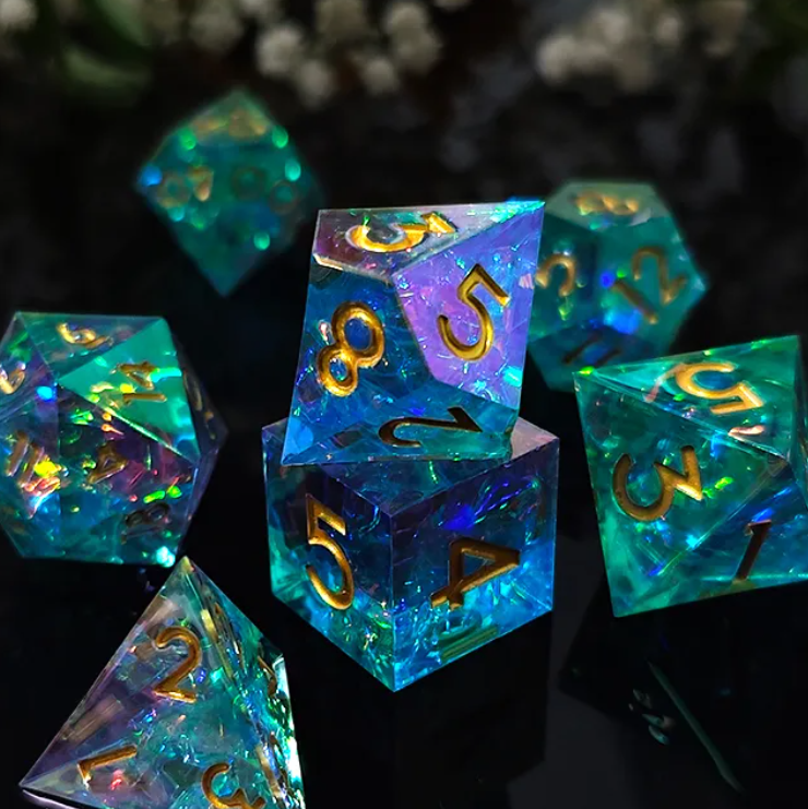 Sharp Edge Resin Dice: Electroplate Turquoise