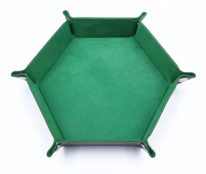 Hex Dice Tray Leatherette & Velvet Dice Tray: Emerald Green