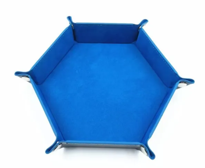 Hex Dice Tray Leatherette & Velvet Dice Tray: Sky Blue