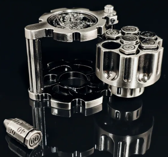 Bullet Dice with Spinning Cylinder - Silver