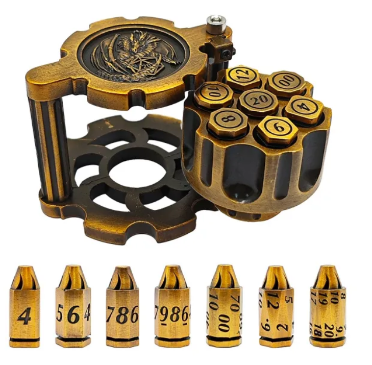 Bullet Dice with Spinning Cylinder - Brass