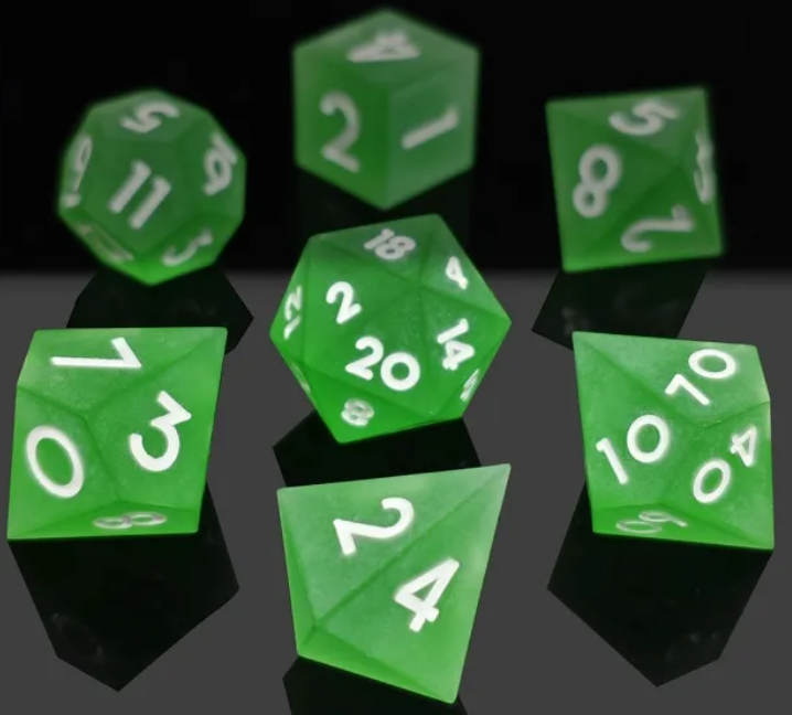 Sharp Edge Matte Resin Dice: Green