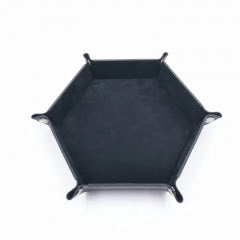 Plateau à dés hexagonal en similicuir et velours : Noir