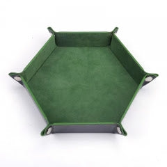 Hex Dice Tray Leatherette & Velvet Dice Tray: Forest Green