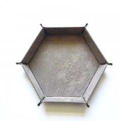 Hex Dice Tray Leatherette & Velvet Dice Tray: Grey