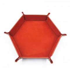 Hex Dice Tray Leatherette & Velvet Dice Tray: Orange