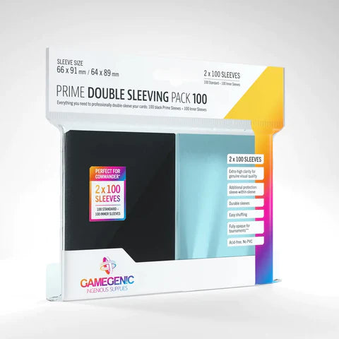 Protège-cartes : Gamegenic Prime Double Sleeving Transparent/Noir (2x100)