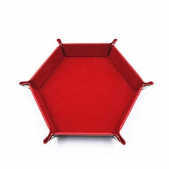 Hex Dice Tray Leatherette & Velvet Dice Tray: Red