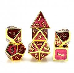 Dés en métal unicolores : Rouge et or