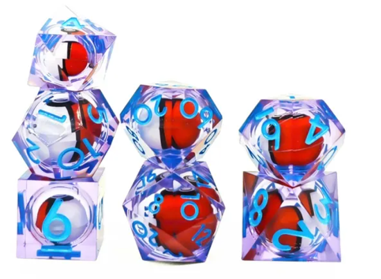 Dés Pokeball à arête vive : bleu