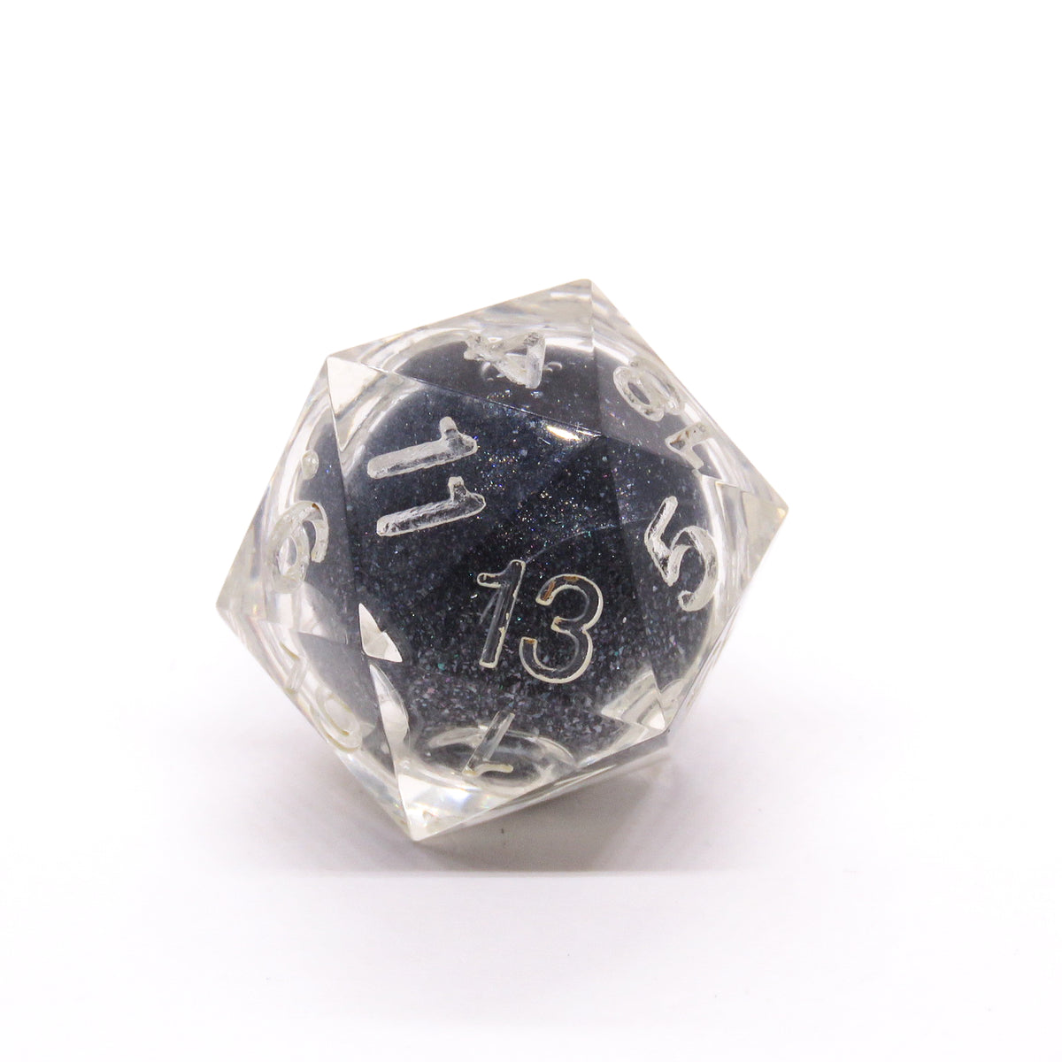 Dé D20 liquide unique : Noir