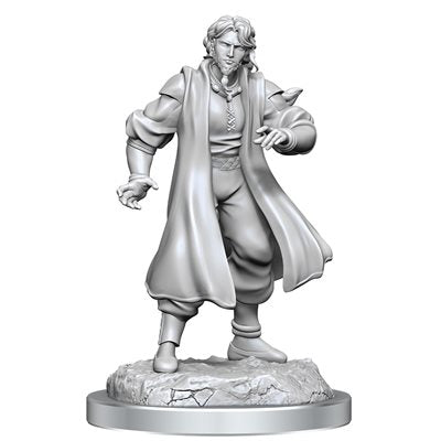 Critical Role Unpainted Miniatures: Male Human Sorcerer Merchant & Tiger Demon