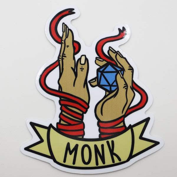 Table Top Cafe Banner Class Sticker: Monk