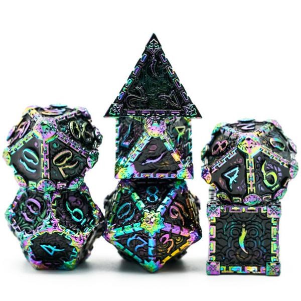 Table Top Cafe Dagger of Venom: Black Rainbow RPG Metal Barrel Dice Set