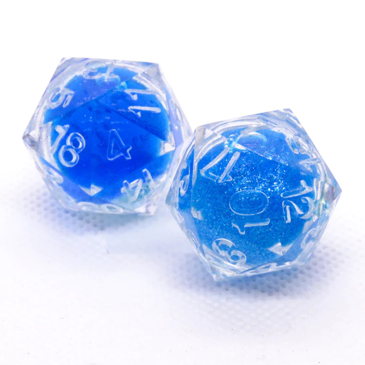 Dé unique D20 de liquide : Bleu