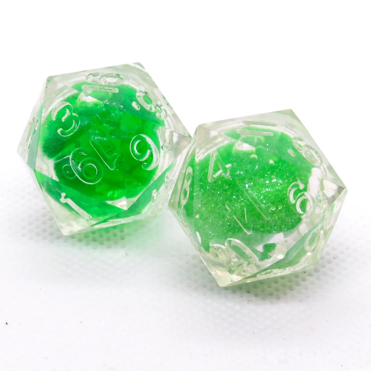 Dé D20 liquide unique : vert