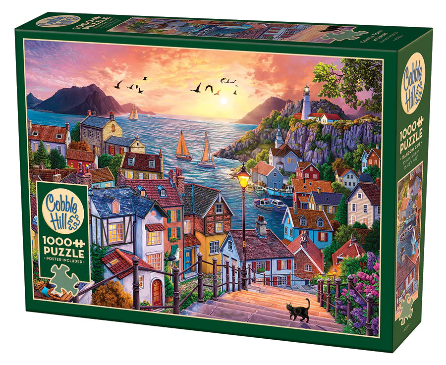 Puzzle : 1000 pièces - Coucher de soleil sur une ville côtière