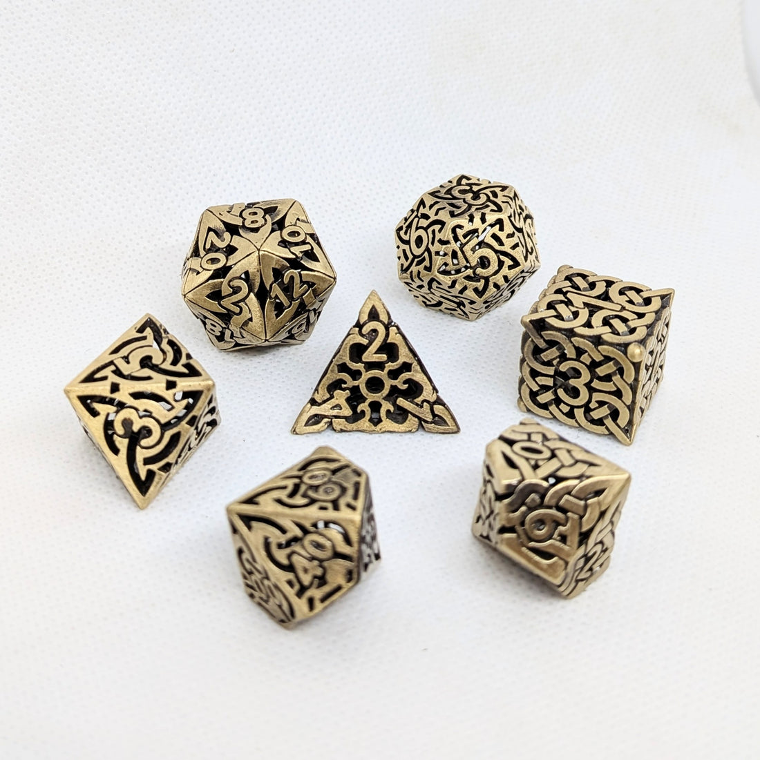 Hollow Metal Dice: Maze Dice Brass