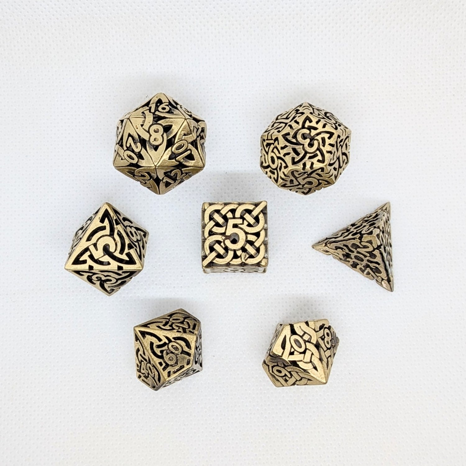 Hollow Metal Dice: Maze Dice Brass