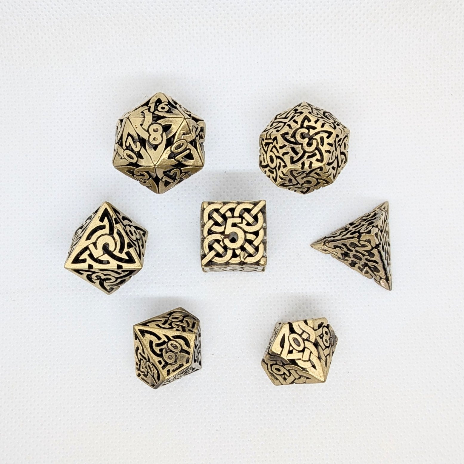 Hollow Metal Dice: Maze Dice Brass