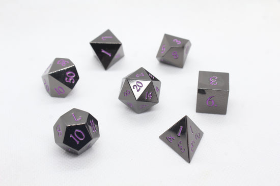 Metal Dice: Black with Purple