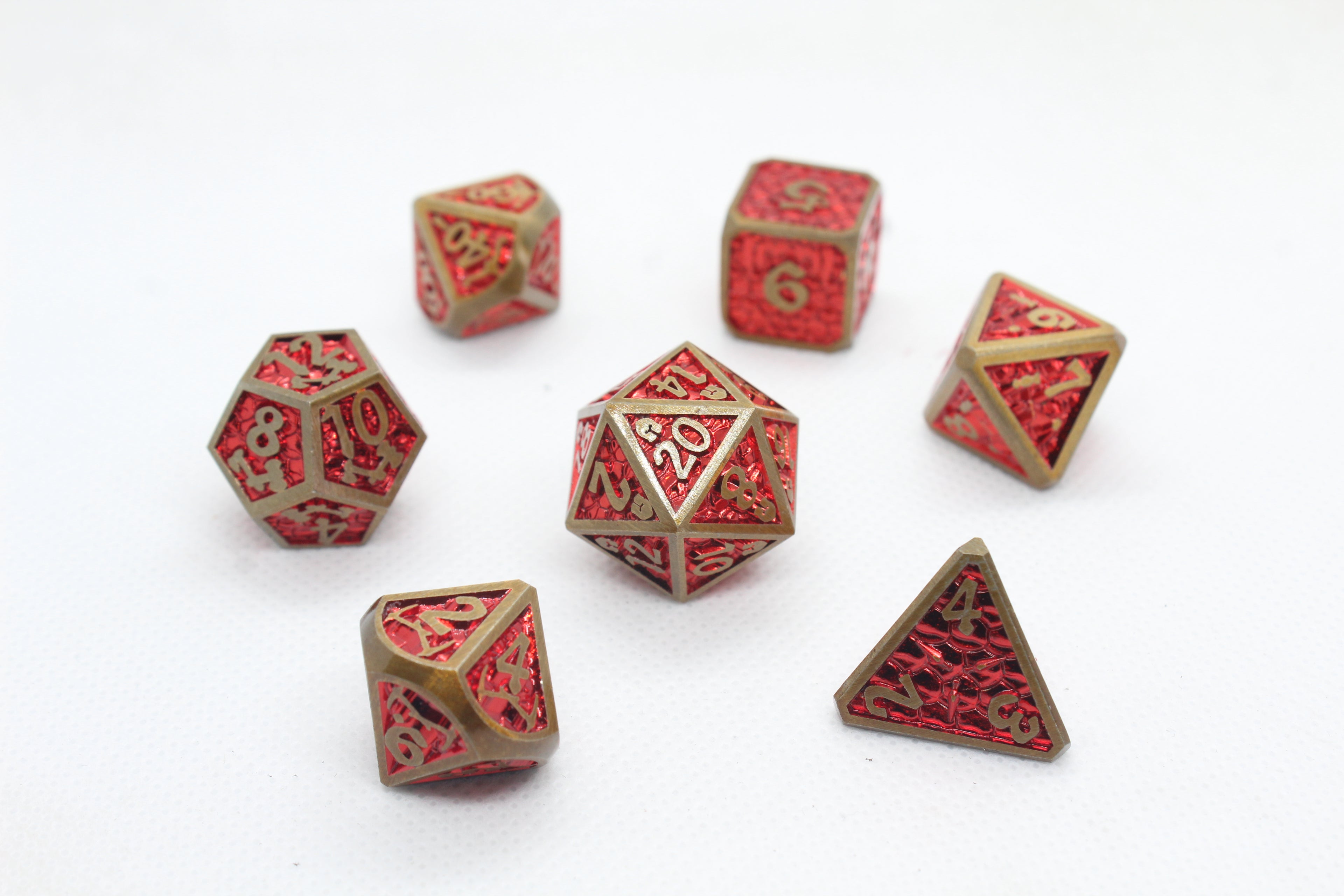 Metal Dice: Scale Mail Red with Gold