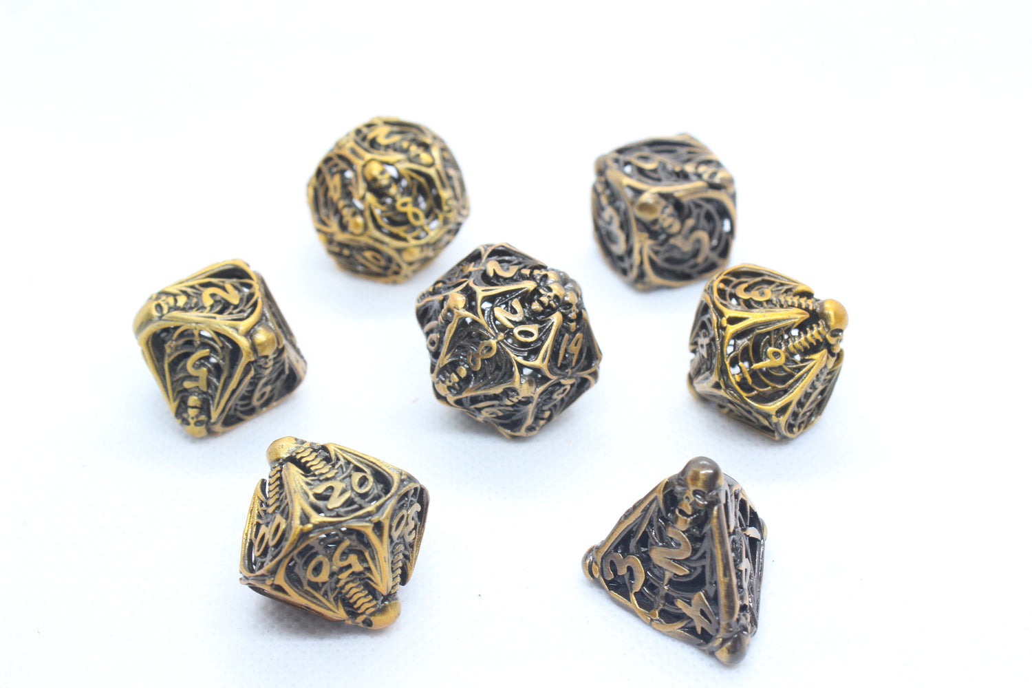 Hollow Metal Dice: Gold Bones