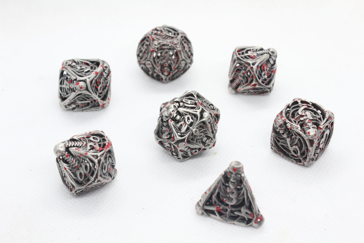 Hollow Metal Dice: Blood Splattered Bones