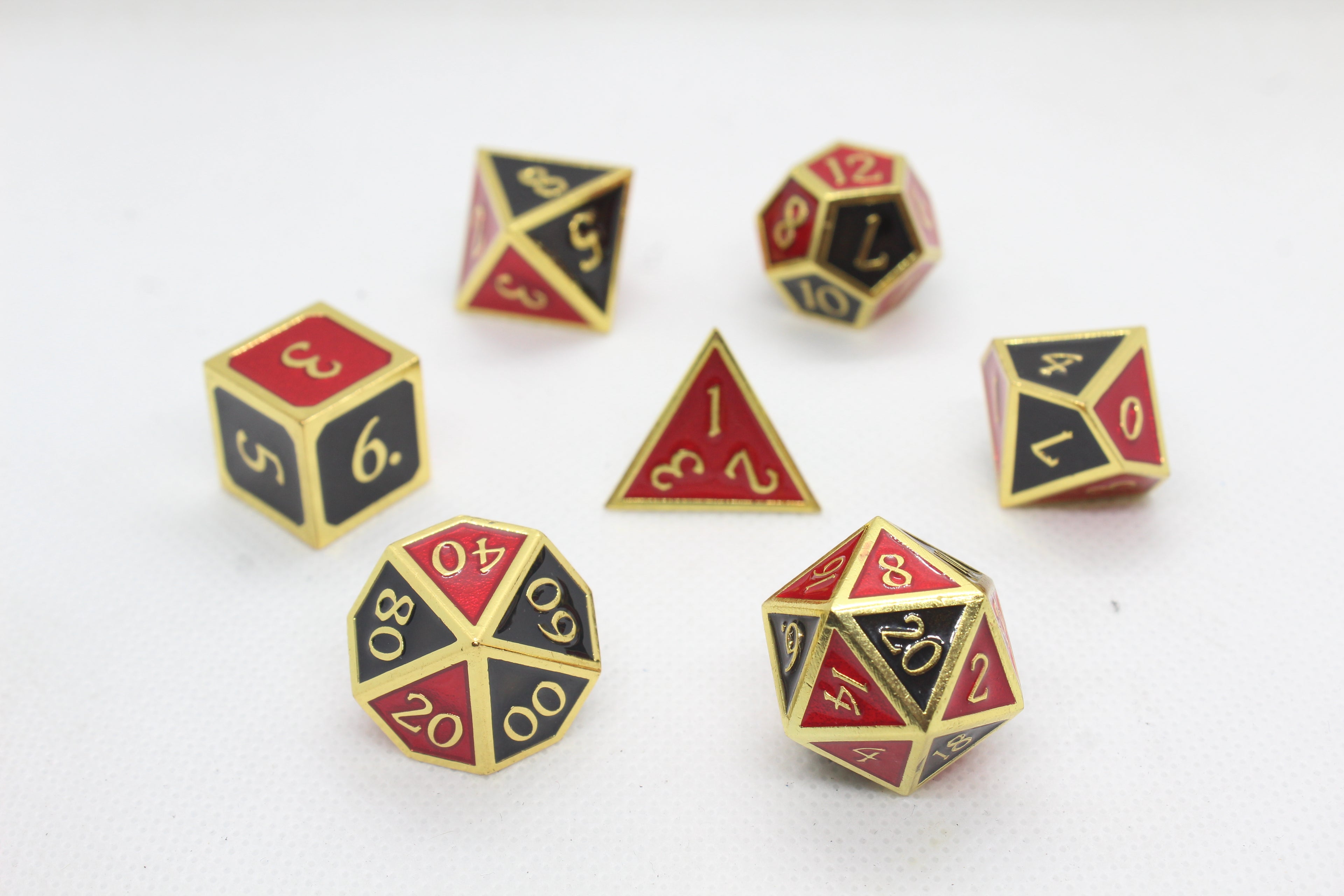 Metal Dice: Black and Red with Gold