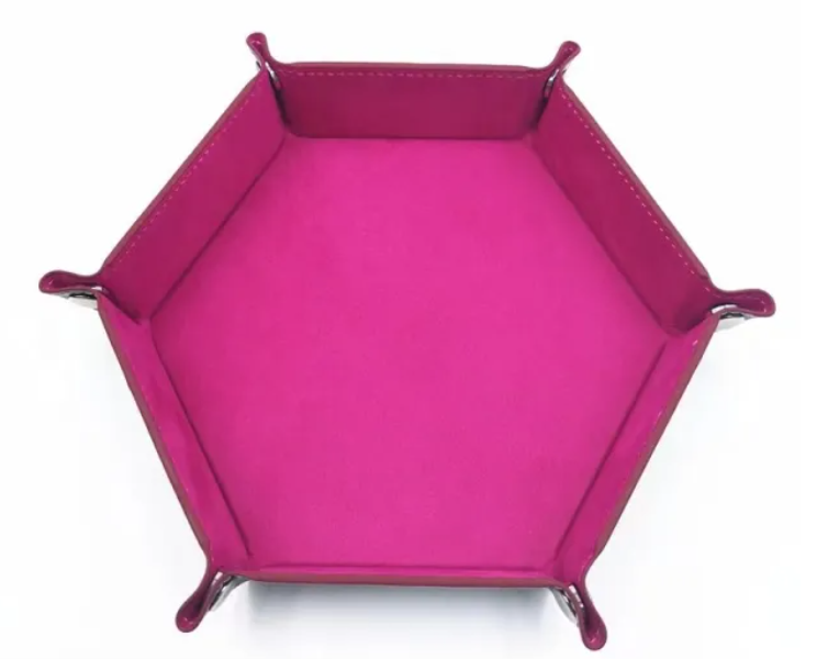 Hex Dice Tray Leatherette &amp; Velvet Dice Tray: Deep Pink