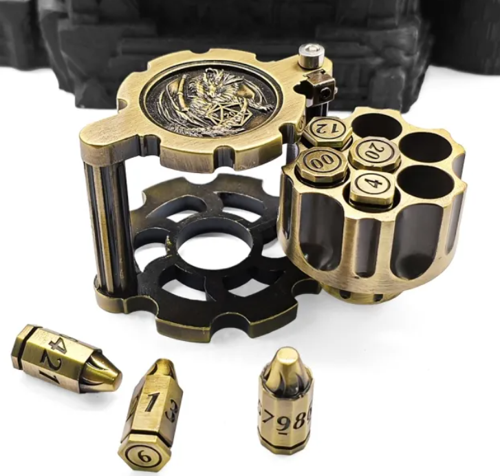 Bullet Dice with Spinning Cylinder - Gold