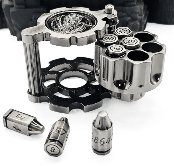 Bullet Dice with Spinning Cylinder - Silver
