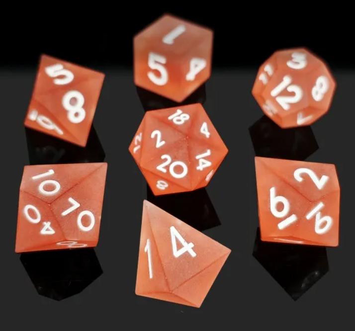 Sharp Edge Matte Resin Dice: Orange