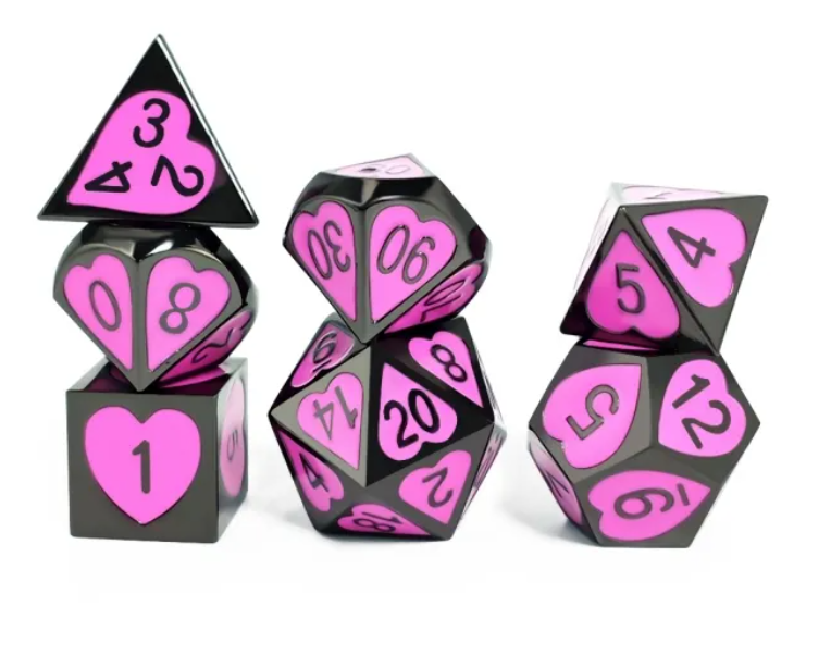 Heart Metal Dice: Black Pink