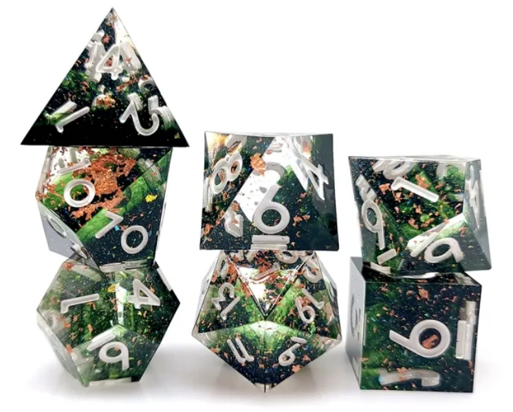 Sharp Edge Resin Dice: Raining Jungle