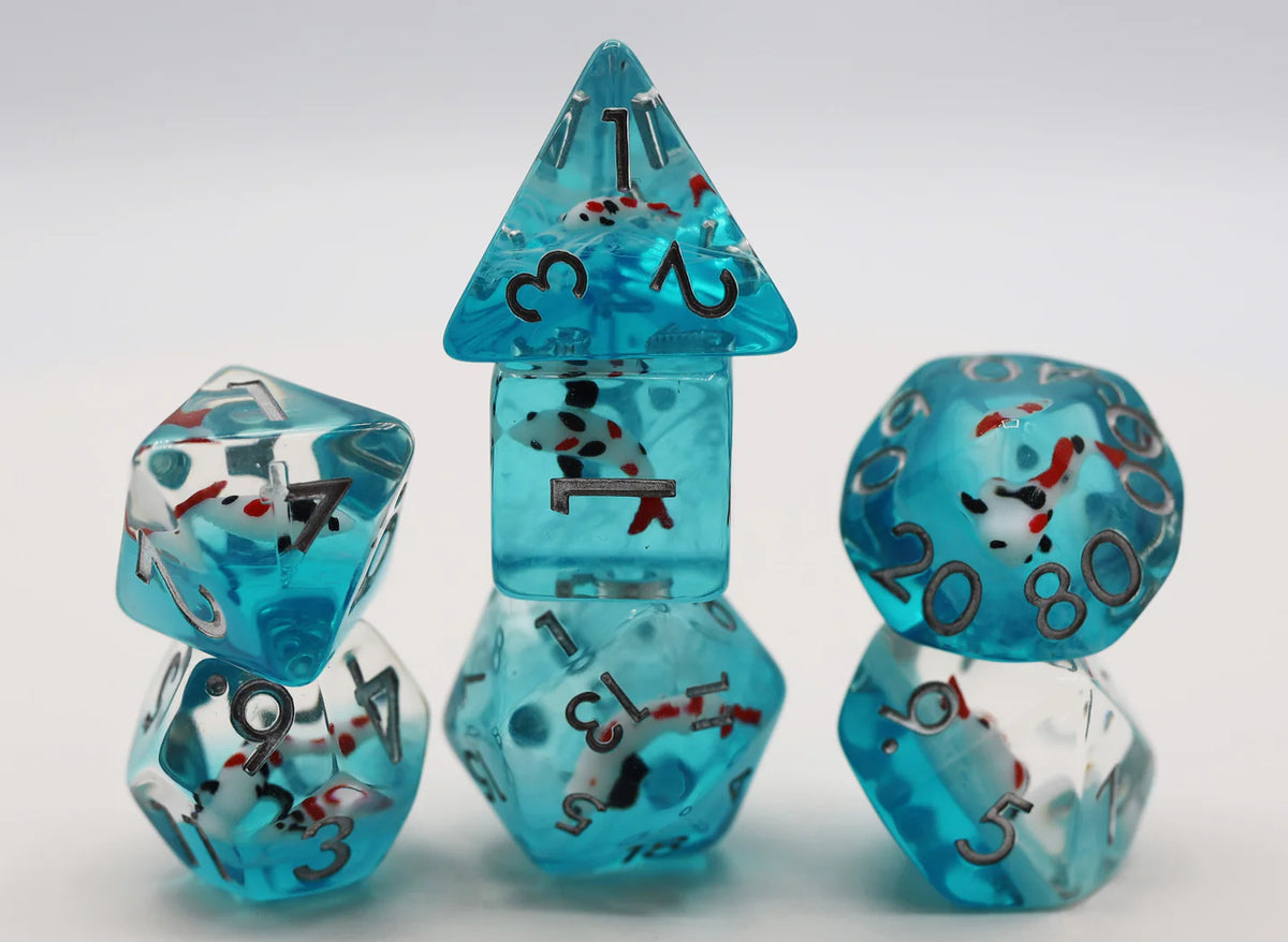 Lot de dés RPG Carpes Koï Jardin Aquatique