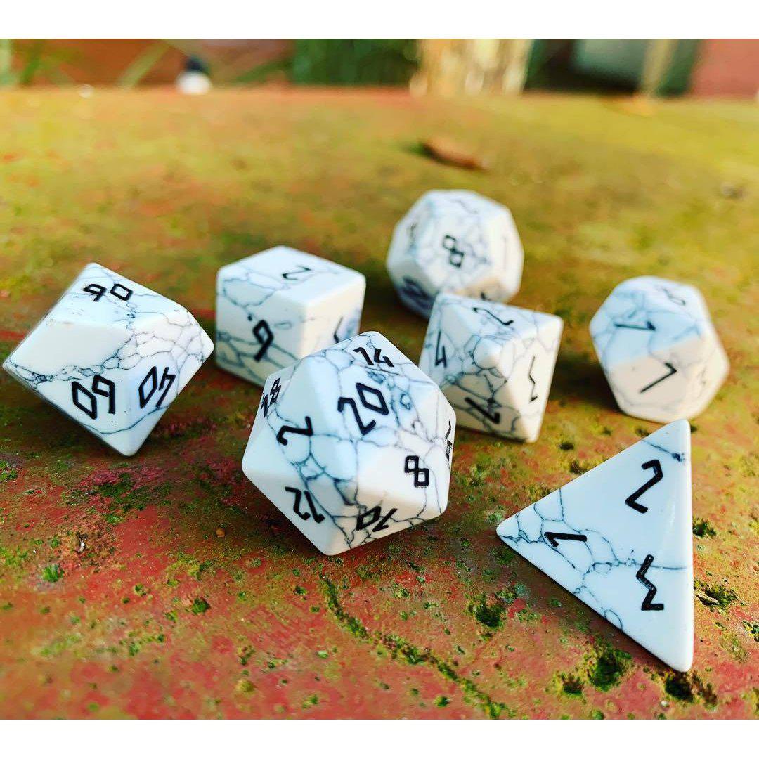 Norse Foundry Gemstone Dice: White Howlite - 7 Piece RPG Set