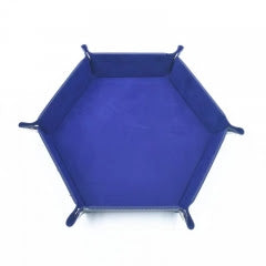 Plateau à dés hexagonal en similicuir et velours : Bleu