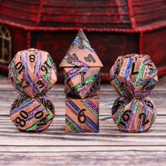 Striped Metal Dice - Meteor Flashes