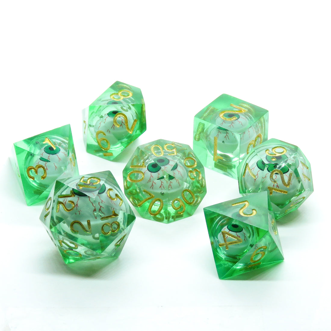 Sharp Edge Eyeball Dice: Green