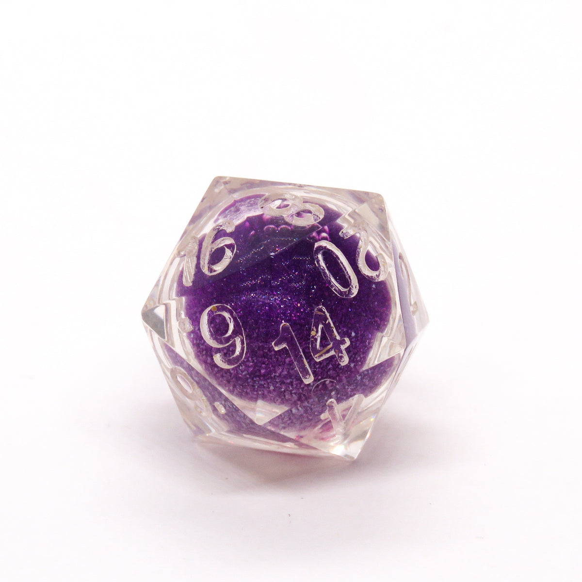Dé D20 liquide unique : violet