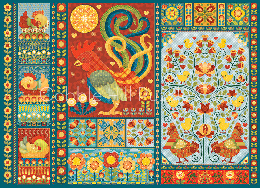 Puzzle: 1000 pièces Scandi Chicken Quilt