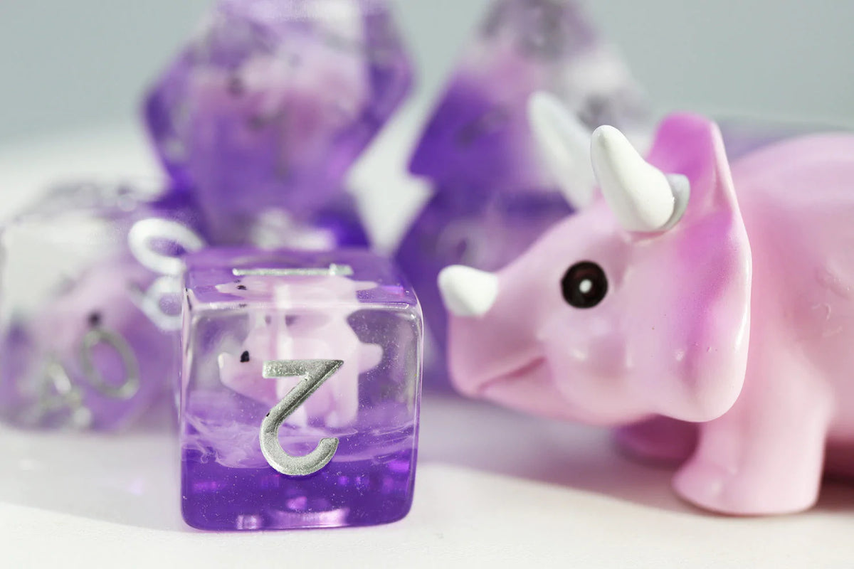 Jeu de dés de JDR Tricératops Rose