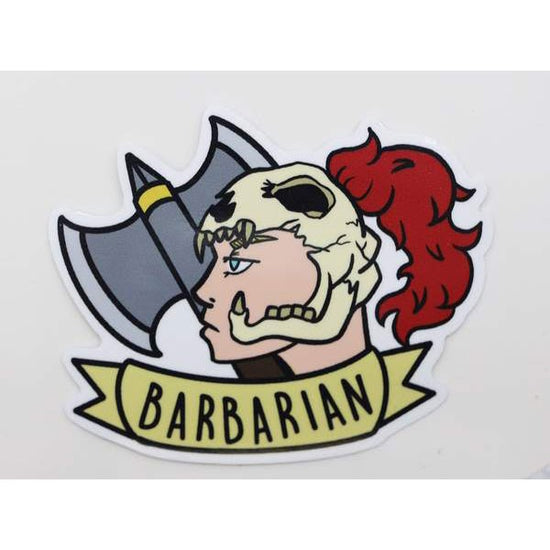Table Top Cafe Banner Class Sticker: Barbarian